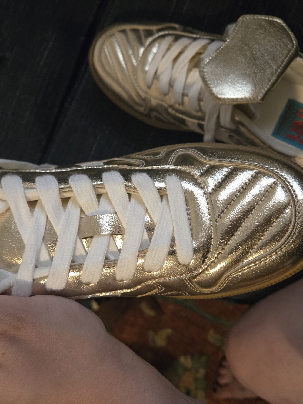 Metallic Gold Women's Sneaker with White Laces